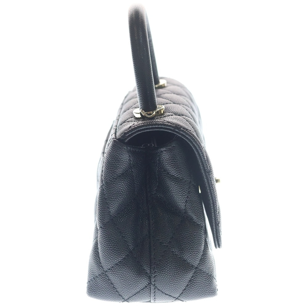 CHANEL(シャネル) ココハンドル19 XXS キャビアスキン 2WAY ハンド ショルダーバッグ ゴールド金具 ブラック AS2215 プレート レディース