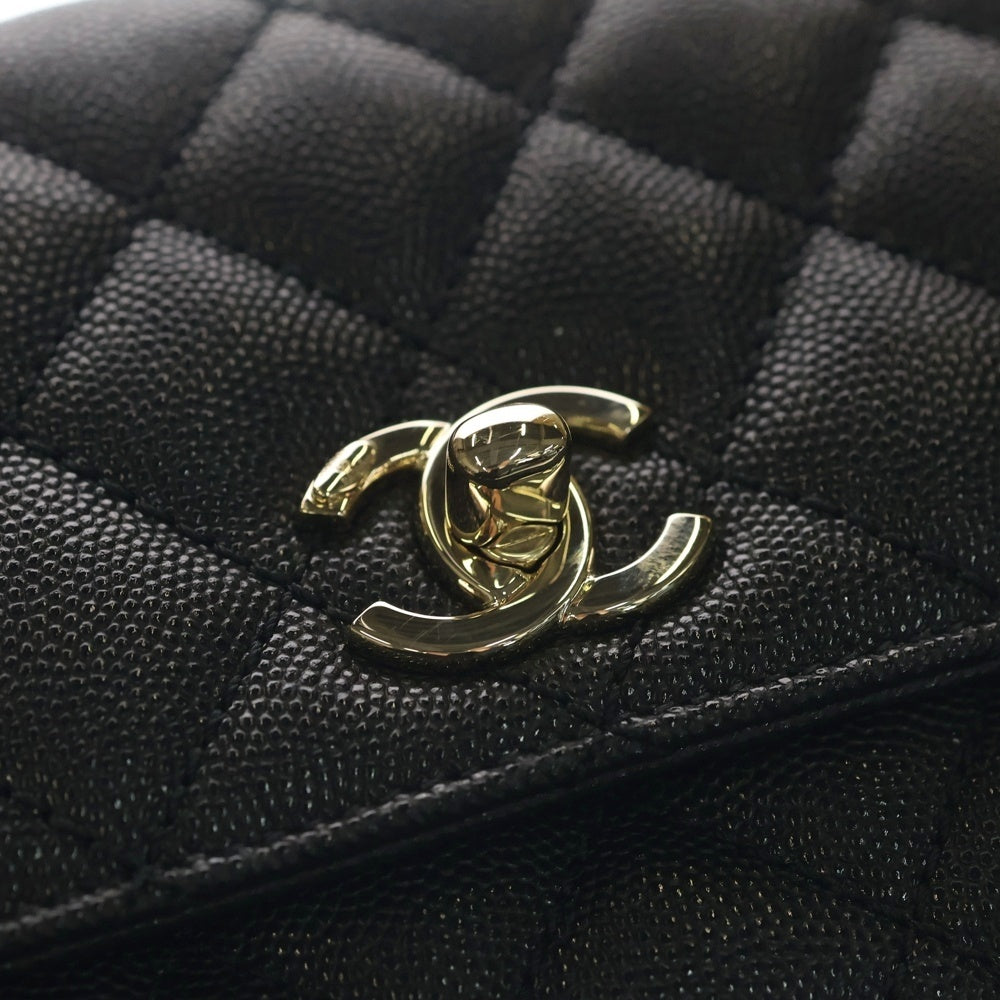 CHANEL(シャネル) ココハンドル19 XXS キャビアスキン 2WAY ハンド ショルダーバッグ ゴールド金具 ブラック AS2215 プレート レディース