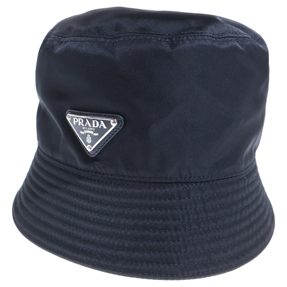 PRADA(プラダ) リナイロン 三角ロゴプレート バケットハット 帽子 ブラック