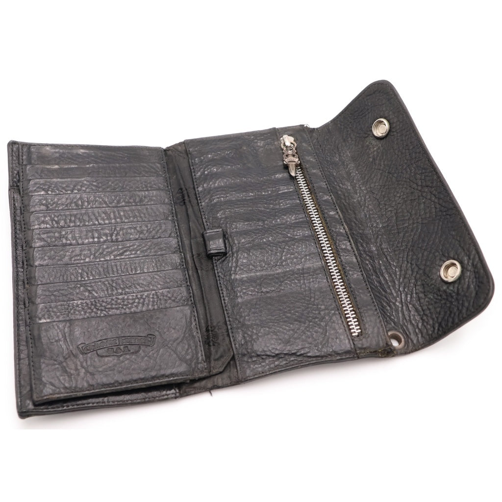 CHROME HEARTS(クロムハーツ) WAVE ウェーブ レザーウォレット 財布 ブラックBCA375