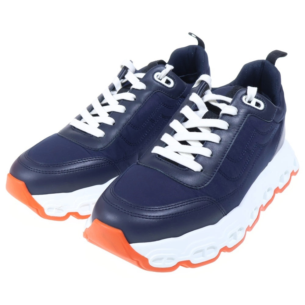 HERMES(エルメス) インパルス シェーヌダンクル ナイロン レザー レースアップ ローカットシューズ スニーカー ネイビー