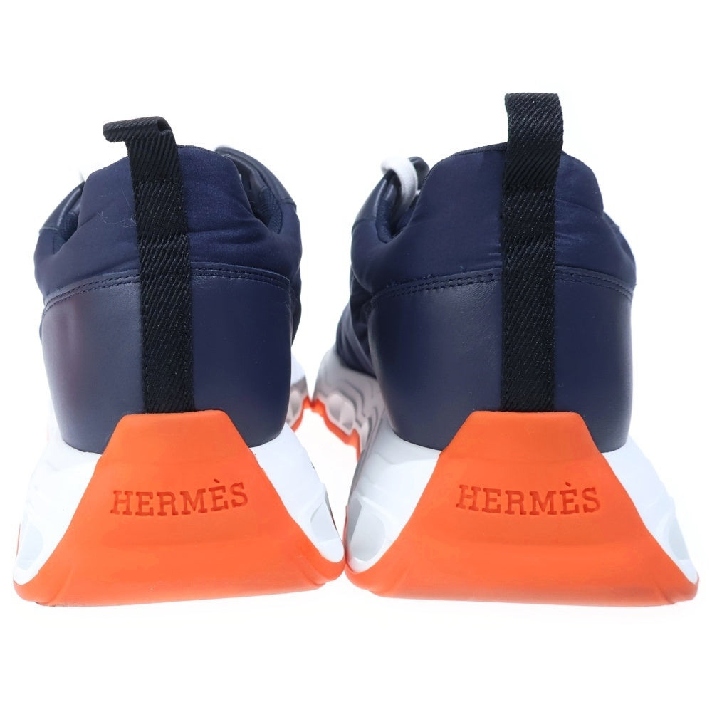 HERMES(エルメス) インパルス シェーヌダンクル ナイロン レザー レースアップ ローカットシューズ スニーカー ネイビー