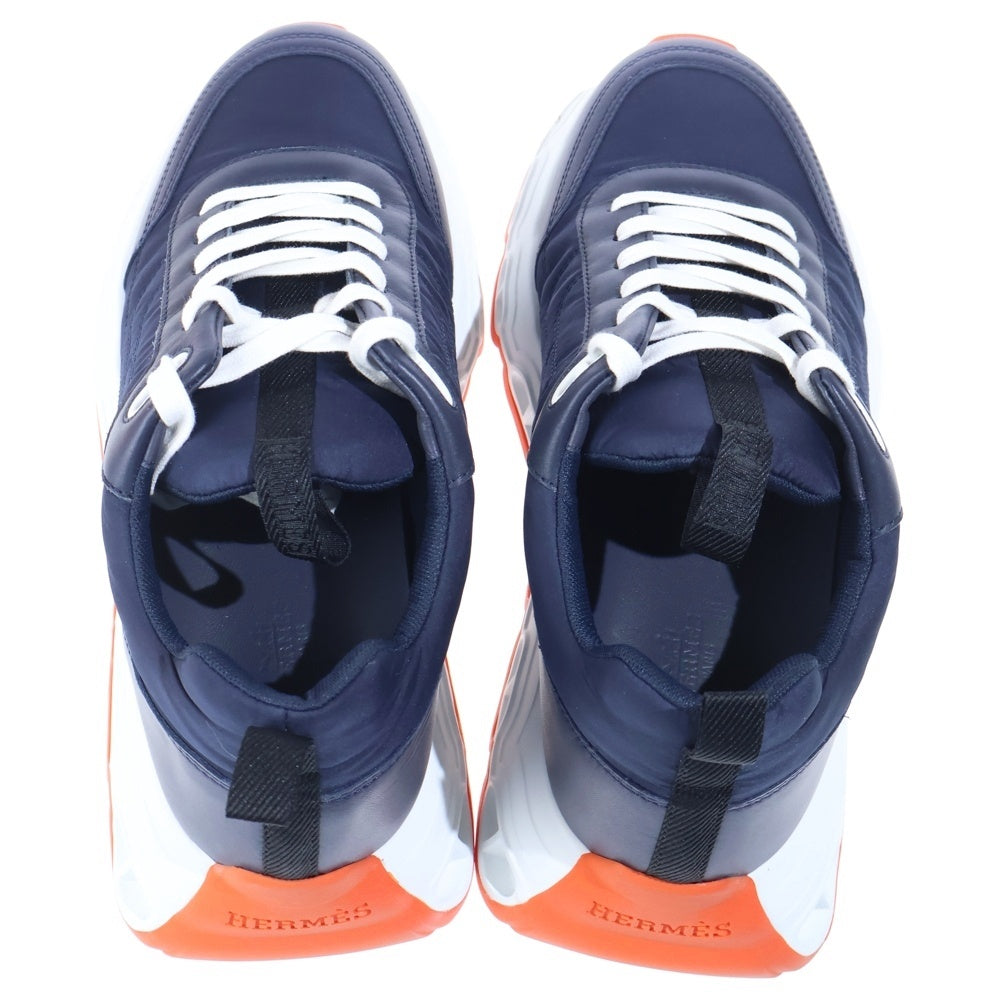 HERMES(エルメス) インパルス シェーヌダンクル ナイロン レザー レースアップ ローカットシューズ スニーカー ネイビー