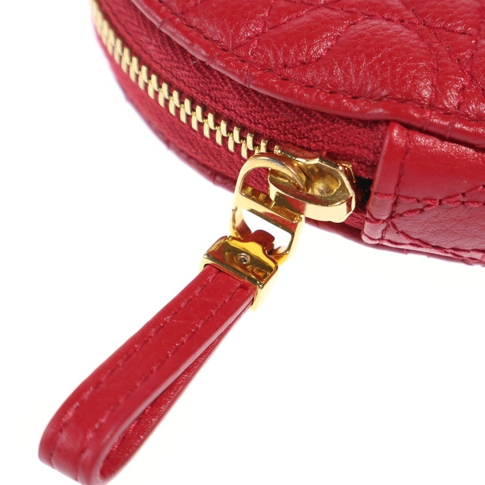 DIOR(ディオール) カロ チェーンハートポーチ ショルダーバッグ ミニバッグ ピンクレッド レザー ゴールド金具 レディース