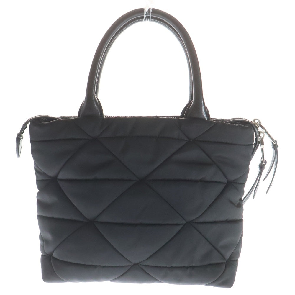 PRADA(プラダ) リナイロン ミディアムパデット 2WAYバッグ ハンドバッグ ショルダーバッグ ブラック レザー×ナイロン 1BG436 シルバー金具 レディース
