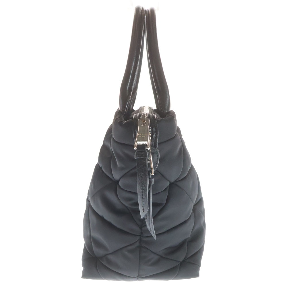 PRADA(プラダ) リナイロン ミディアムパデット 2WAYバッグ ハンドバッグ ショルダーバッグ ブラック レザー×ナイロン 1BG436 シルバー金具 レディース