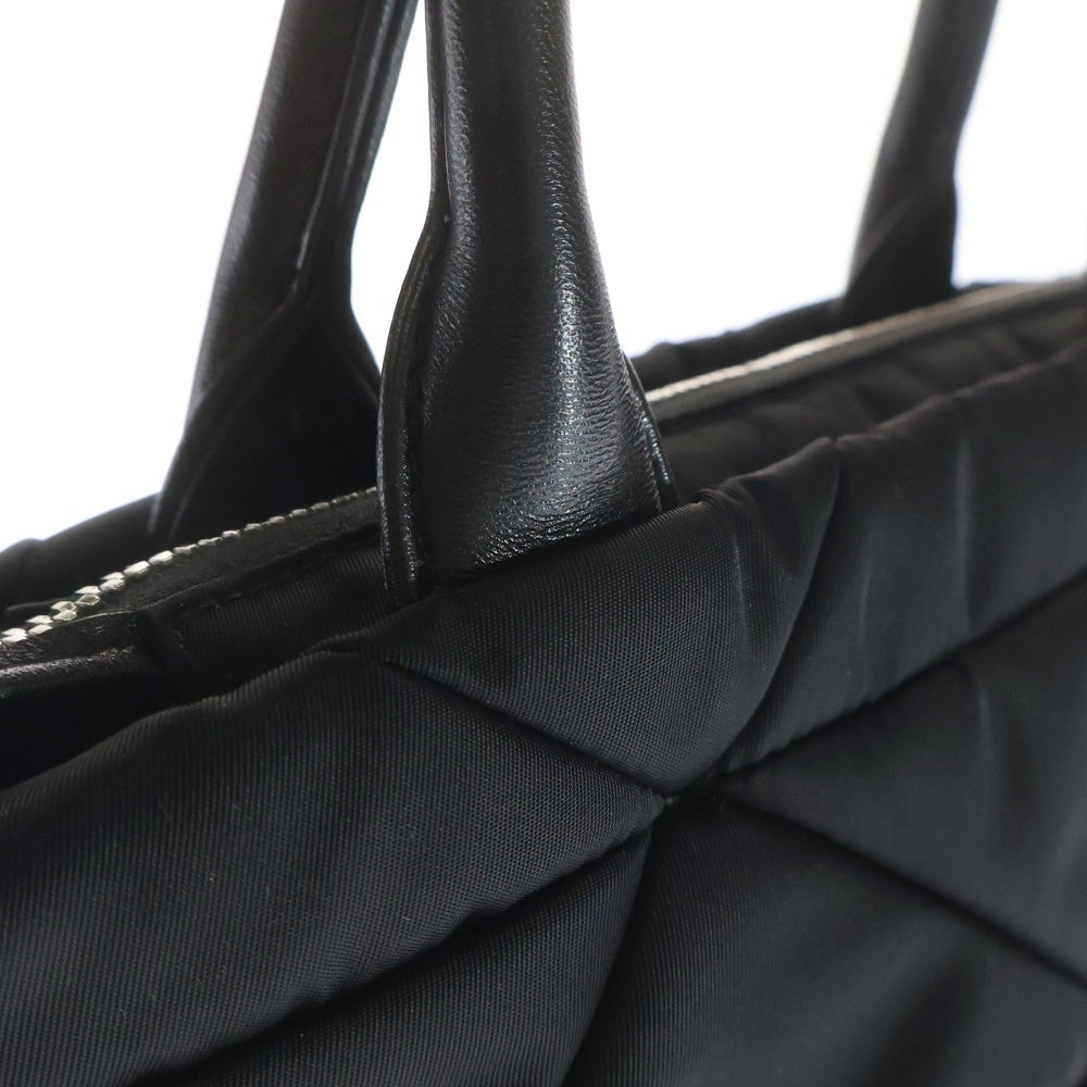PRADA(プラダ) リナイロン ミディアムパデット 2WAYバッグ ハンドバッグ ショルダーバッグ ブラック レザー×ナイロン 1BG436 シルバー金具 レディース