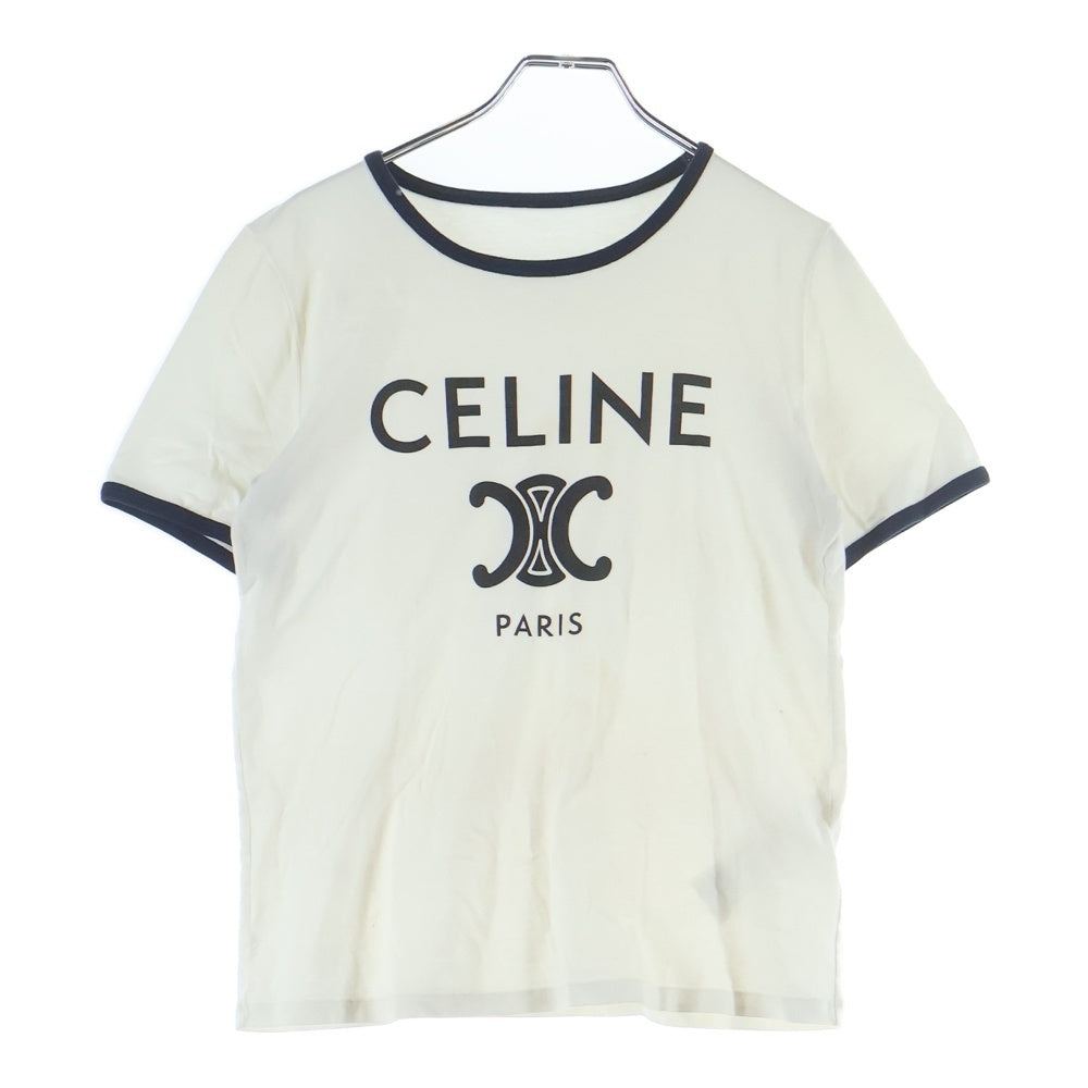 CELINE(セリーヌ) トリオンフロゴプリント クルーネック 半袖Tシャツ カットソー ホワイト レディース 2X872671Q