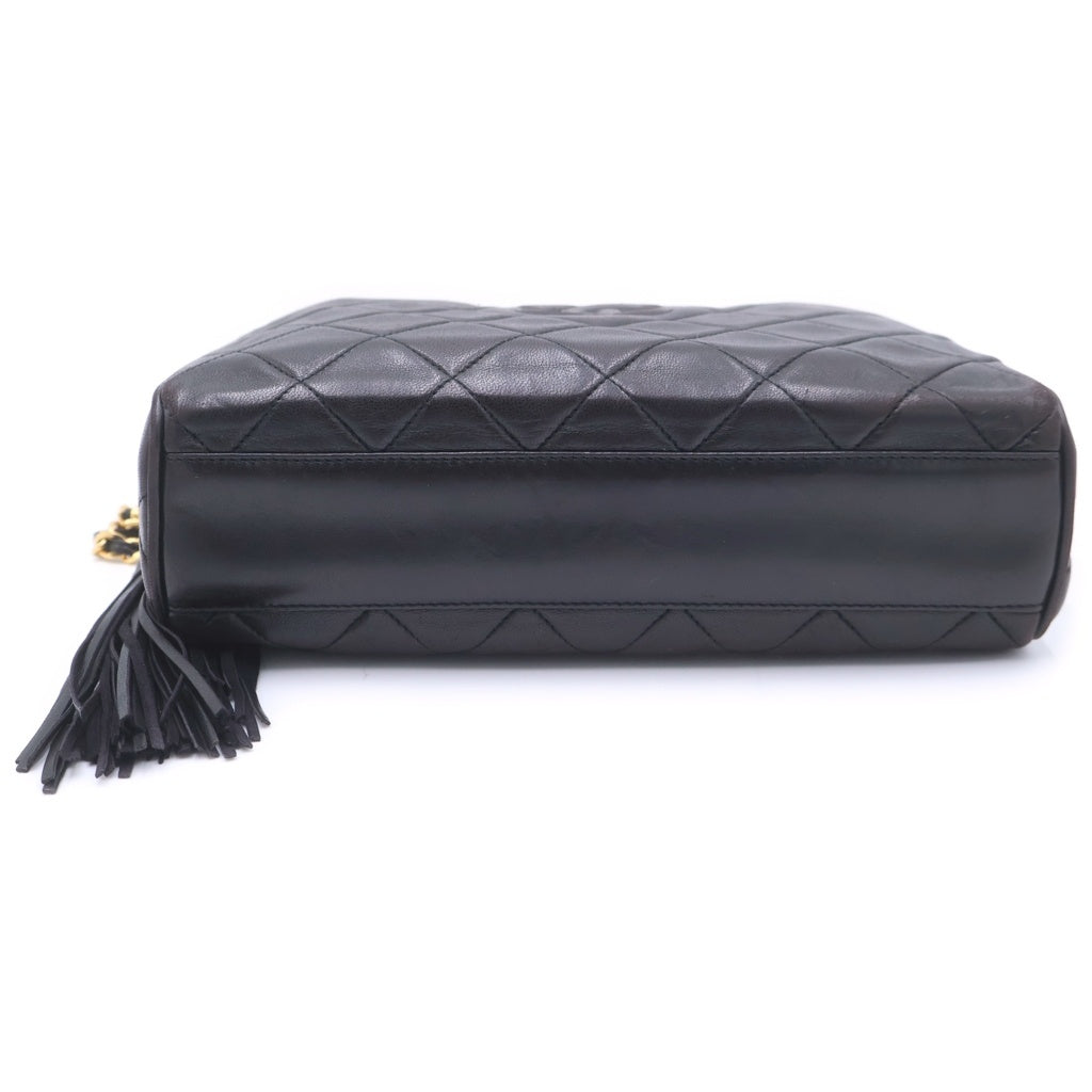 CHANEL(シャネル) マトラッセ ラムスキン レザー ココボール タッセル チェーンショルダーバッグ ゴールド金具 ブラック 3番台 レディース