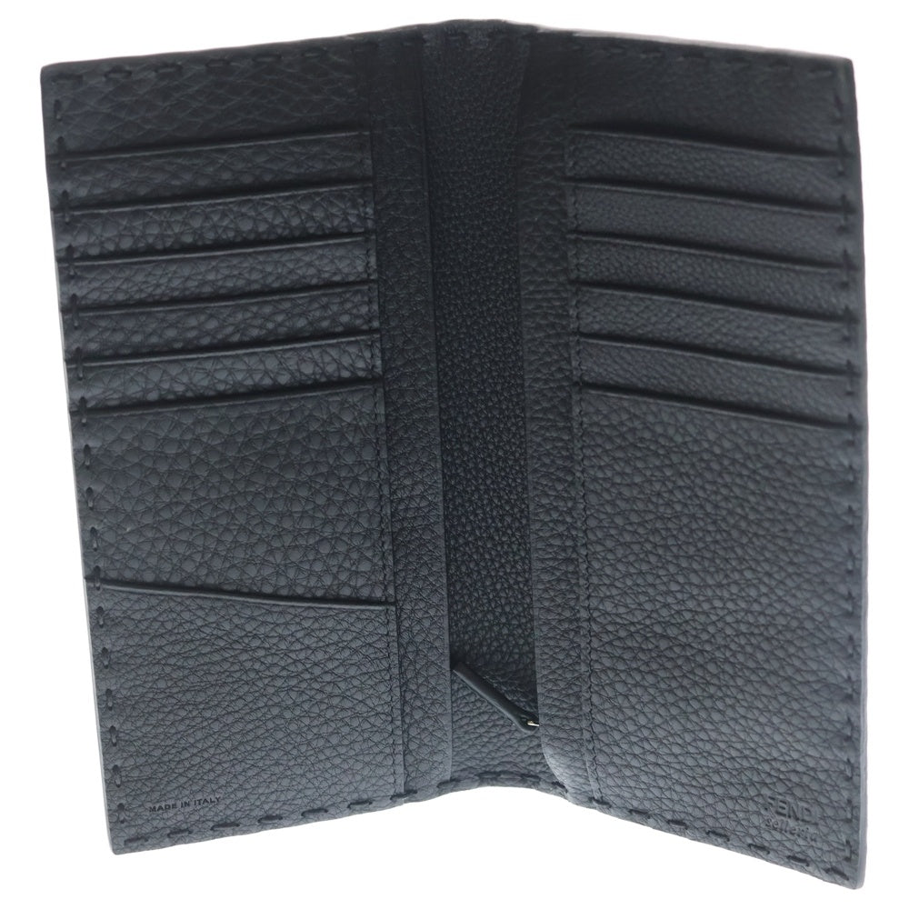 FENDI(フェンディ) セレリア 二つ折り長財布 ロングウォレット カードケース ブラック レザー 7M0355 シルバー金具