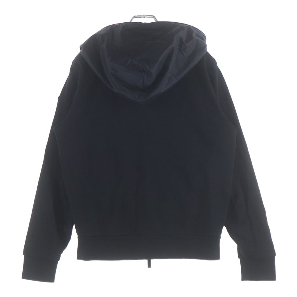 MONCLER(モンクレール) 25AW ラバーワッペンロゴ ナイロン切り替え ジップアップ スウェットパーカー フーディー ブラック K20918G00013 89AZY