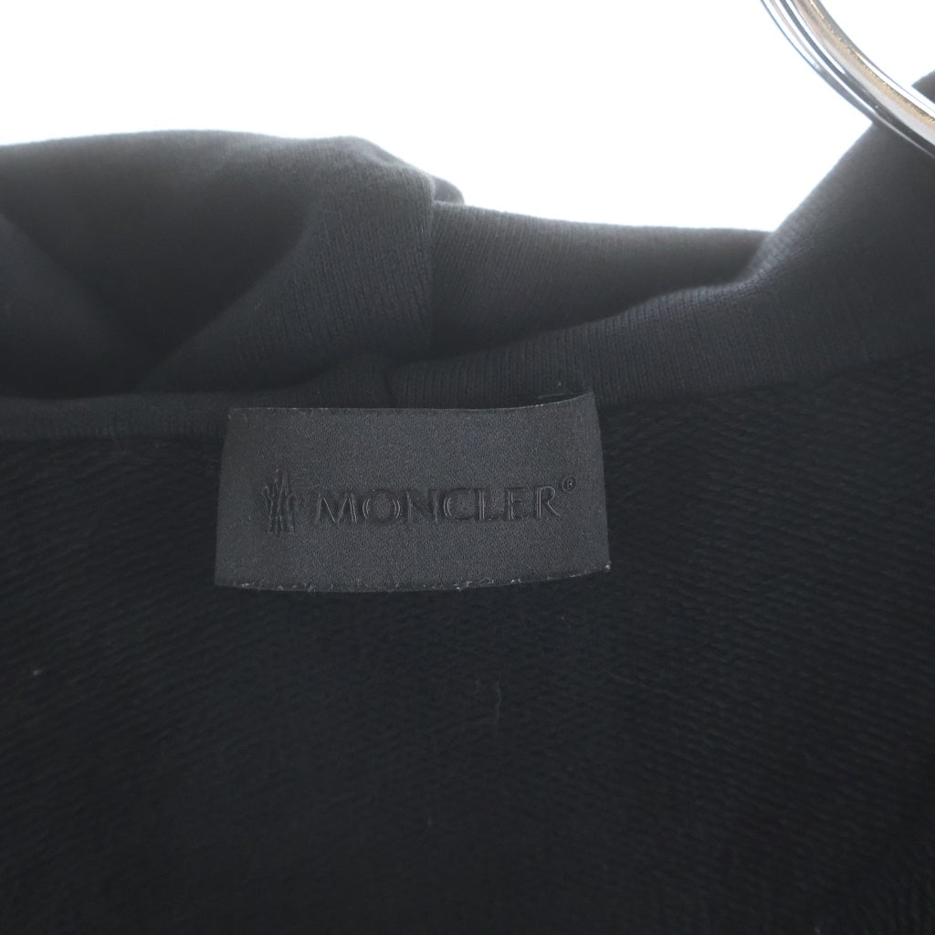 MONCLER(モンクレール) 25AW ラバーワッペンロゴ ナイロン切り替え ジップアップ スウェットパーカー フーディー ブラック K20918G00013 89AZY