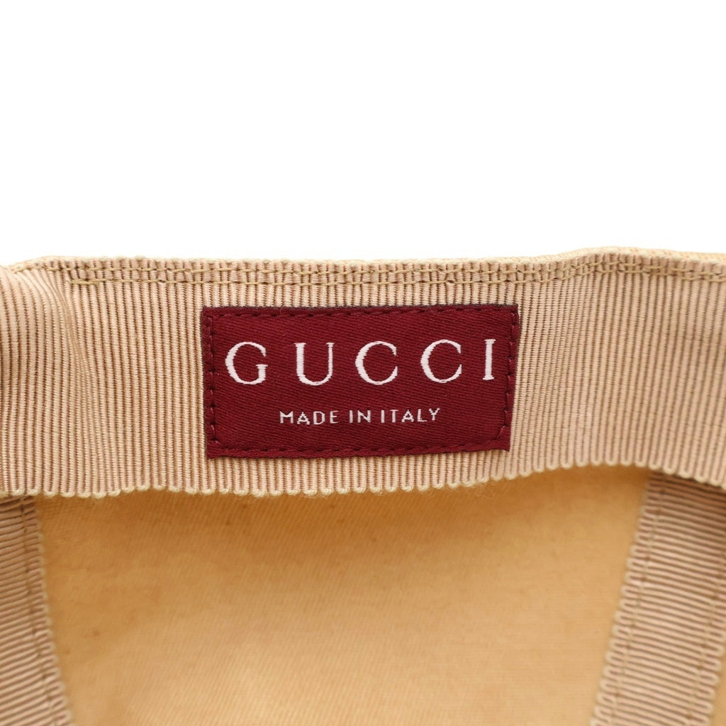 GUCCI(グッチ) ロゴ刺繍 6パネル ベースボールキャップ 帽子 ベージュ 792782