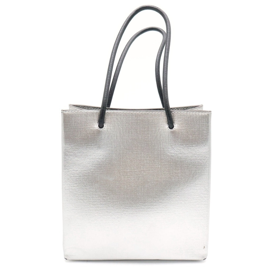 BALENCIAGA(バレンシアガ) ショッピング トート XXS ショルダーバッグ ハンドバッグ ミニトートバッグ グレー シルバー レザー 597858 シルバー金具 レディース