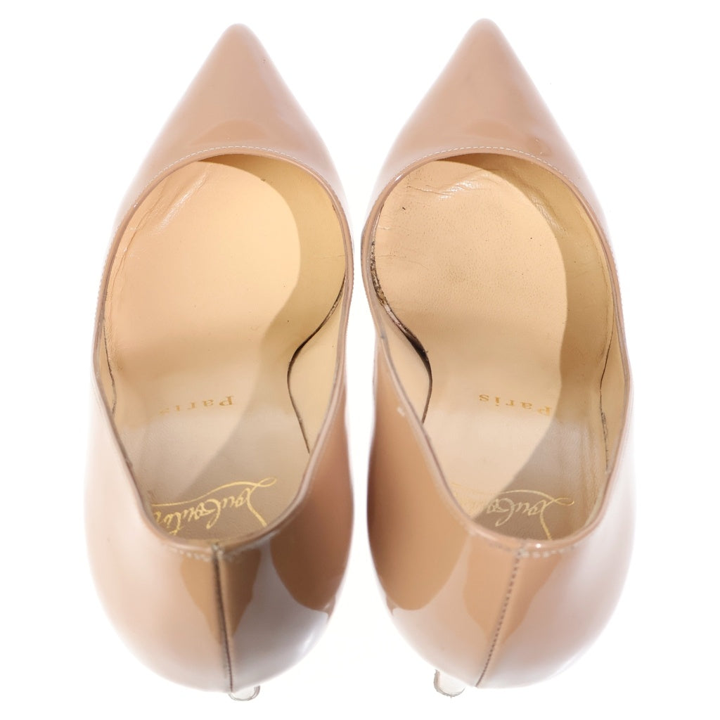CHRISTIAN LOUBOUTIN(クリスチャンルブタン) パテントレザー ポインテッドトゥ ヒール パンプス シューズ ベージュ レディース
