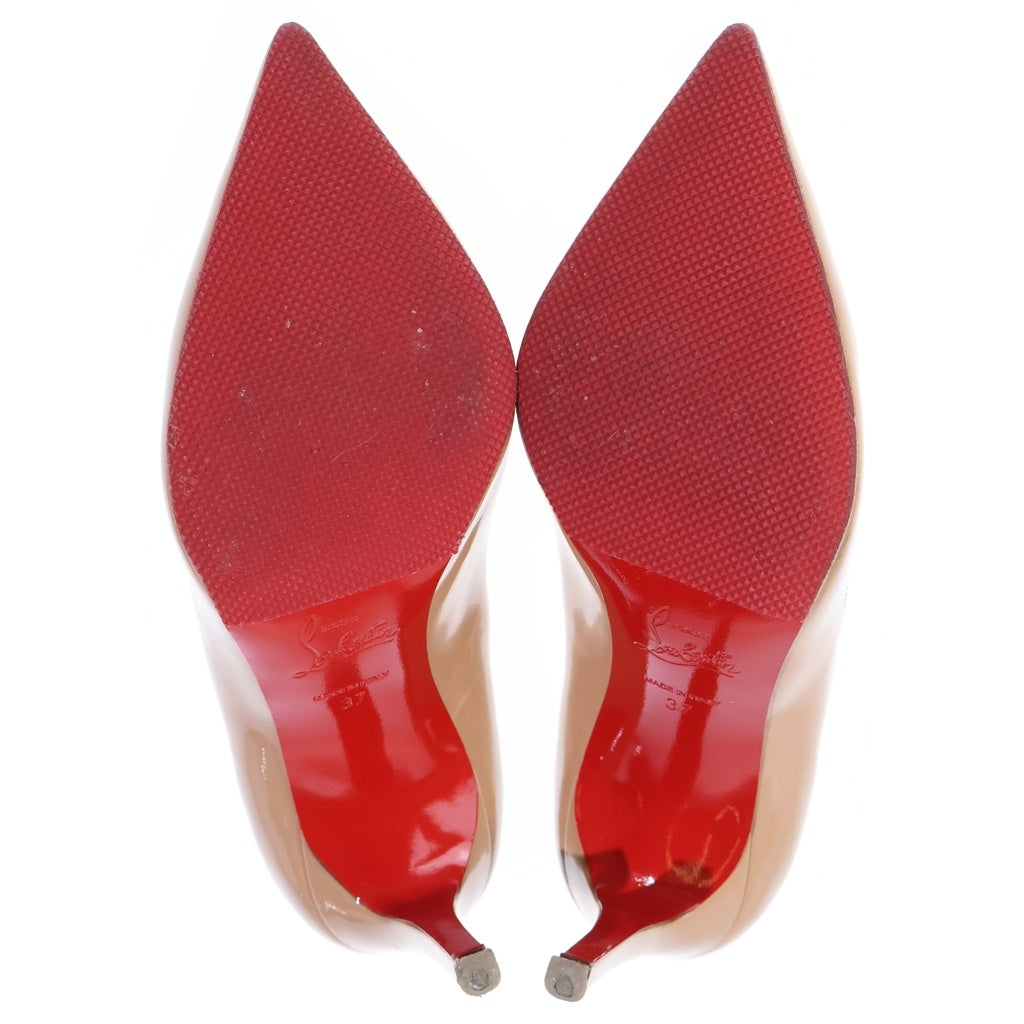 CHRISTIAN LOUBOUTIN(クリスチャンルブタン) パテントレザー ポインテッドトゥ ヒール パンプス シューズ ベージュ レディース