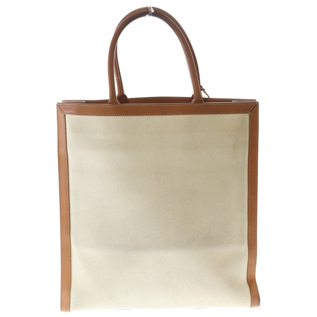 CELINE(セリーヌ) バーティカルカバ キャンバス ラージ トートバッグ ハンドバッグ ブラウン×アイボリー レザー×キャンバス ゴールド金具 レディース