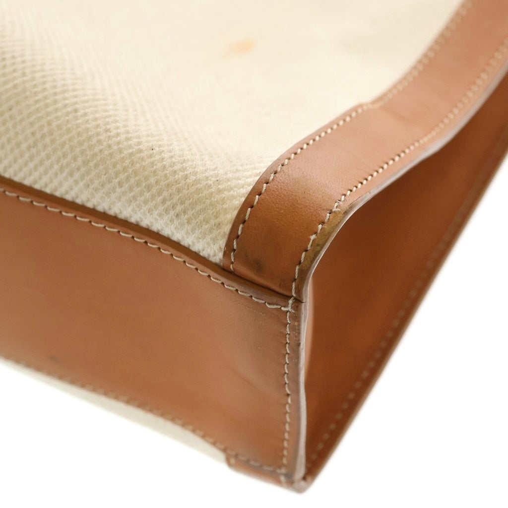 CELINE(セリーヌ) バーティカルカバ キャンバス ラージ トートバッグ ハンドバッグ ブラウン×アイボリー レザー×キャンバス ゴールド金具 レディース