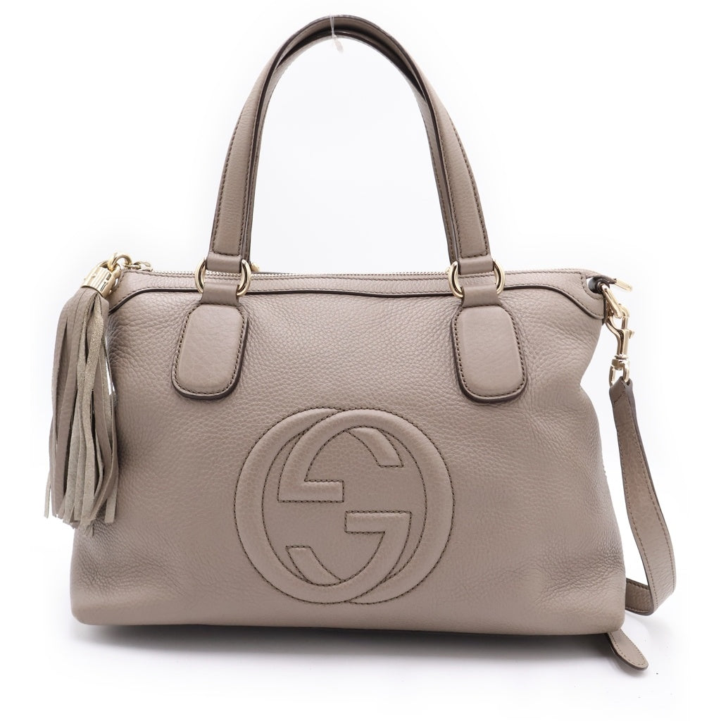 GUCCI(グッチ) ソーホー 2WAYハンドバッグ ショルダーバッグ グレージュ レザー 308362 ゴールド金具 レディース