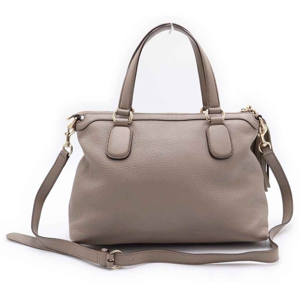 GUCCI(グッチ) ソーホー 2WAYハンドバッグ ショルダーバッグ グレージュ レザー 308362 ゴールド金具 レディース