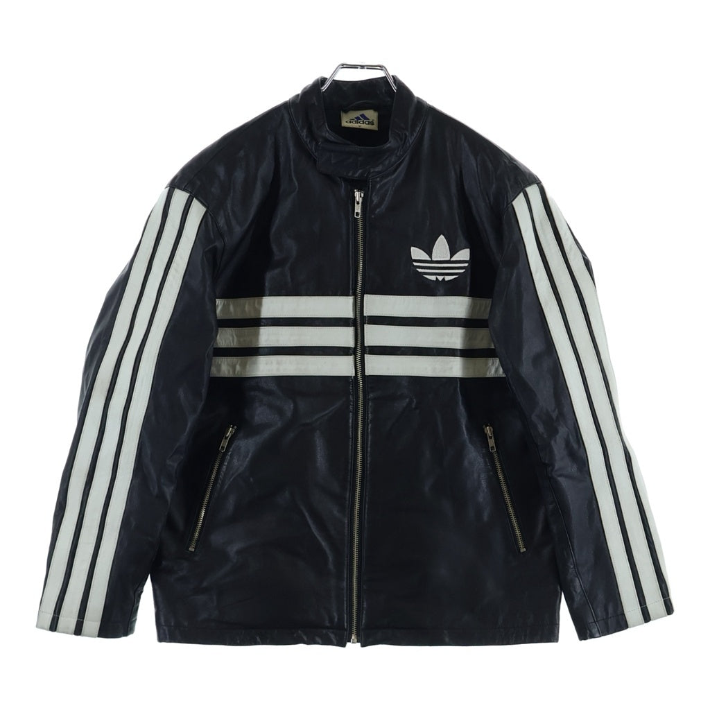 adidas(アディダス) 3ストライプ レザージャケット ブラック #L 90S AA7115