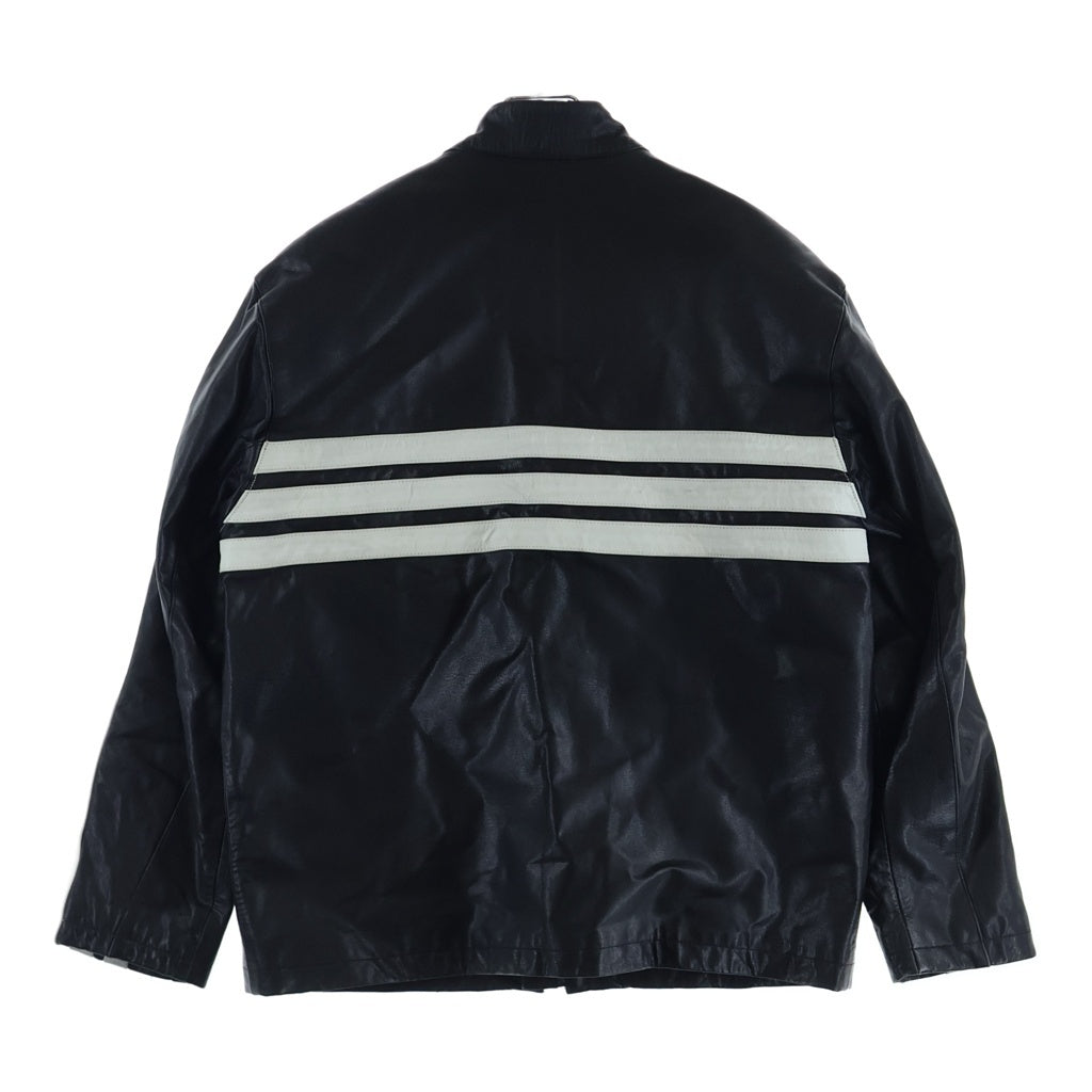 adidas(アディダス) 3ストライプ レザージャケット ブラック #L 90S AA7115