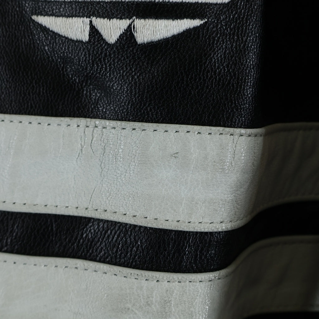 adidas(アディダス) 3ストライプ レザージャケット ブラック #L 90S AA7115