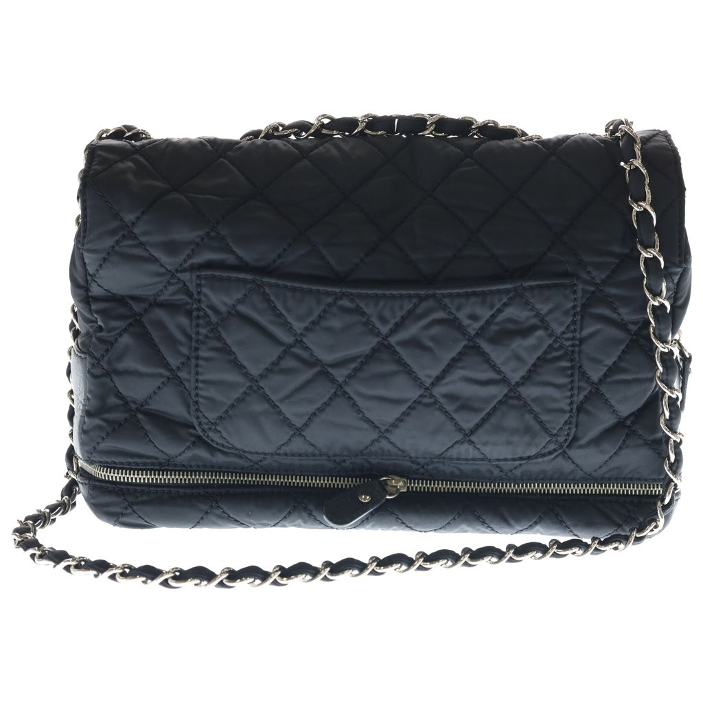 CHANEL(シャネル) マトラッセ ダブルチェーン ラウンドファスナー ハンドバッグ チェーンバッグ ブラック ナイロン×レザー シルバー金具 レディース