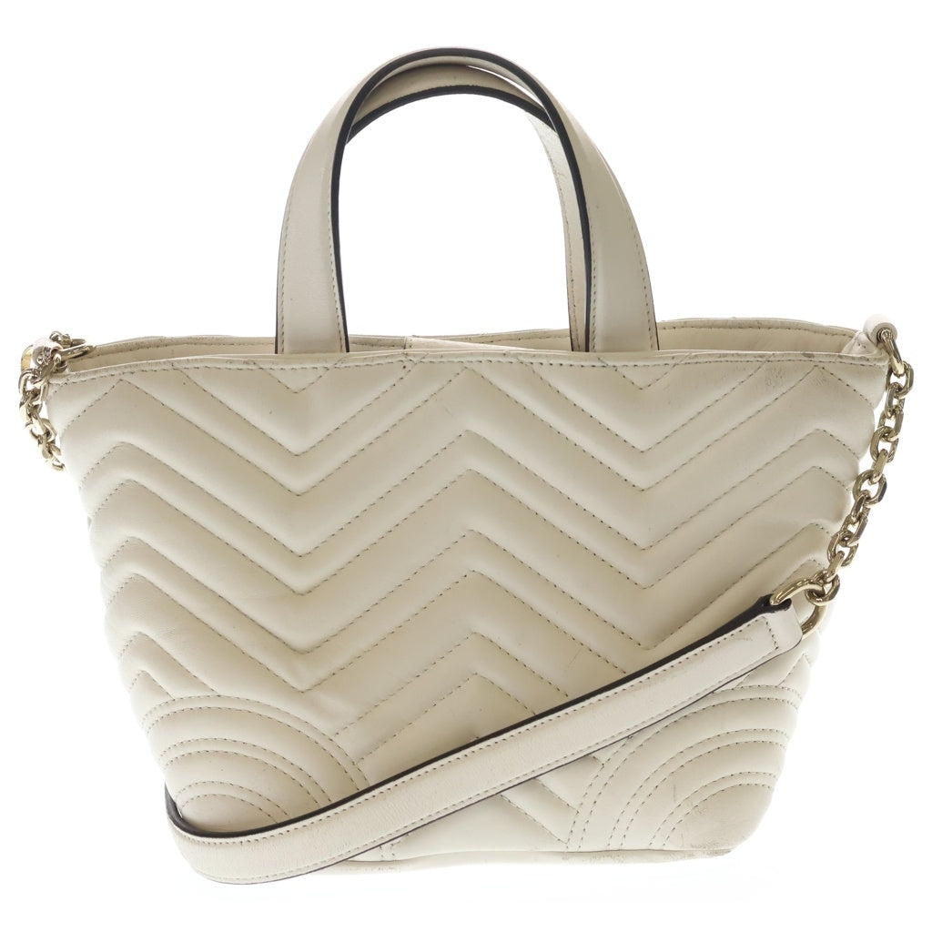 GUCCI(グッチ) GGマーモント スモール 2WAYバッグ ハンドバッグ ショルダーバッグ ホワイト レザー 847386 ゴールド金具 レディース