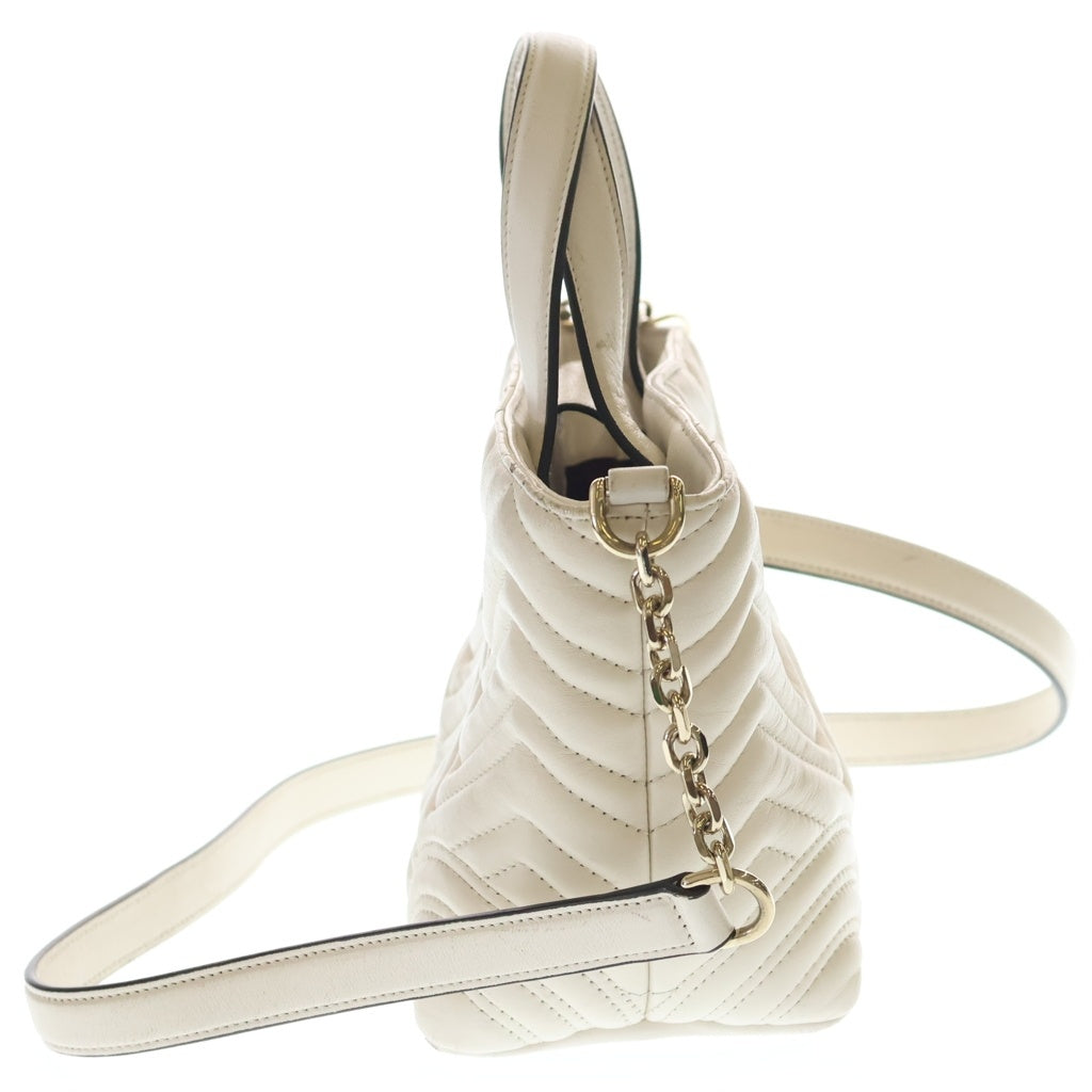 GUCCI(グッチ) GGマーモント スモール 2WAYバッグ ハンドバッグ ショルダーバッグ ホワイト レザー 847386 ゴールド金具 レディース