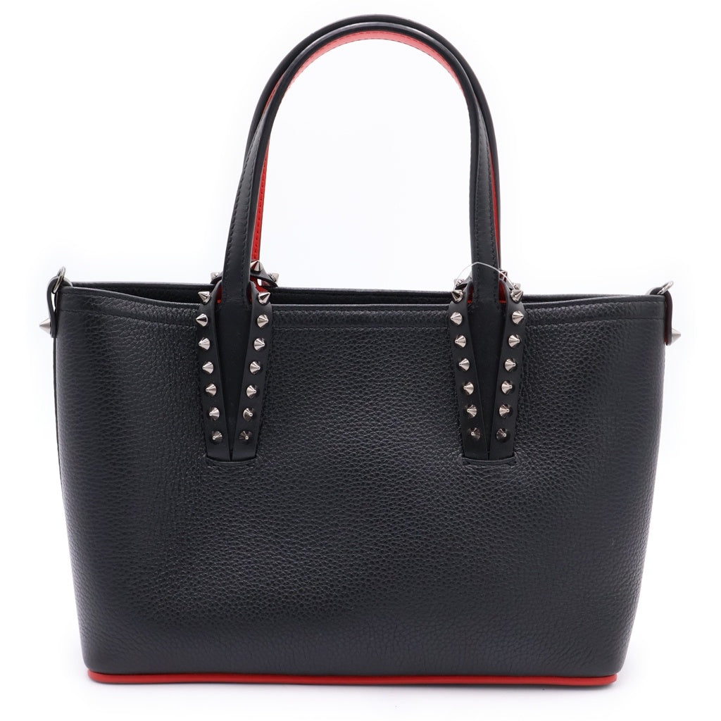 CHRISTIAN LOUBOUTIN(クリスチャンルブタン) カバタ ミニ トートバッグ ハンドバッグ ショルダーバッグ ブラック レザー 1205054 シルバー金具 レディース