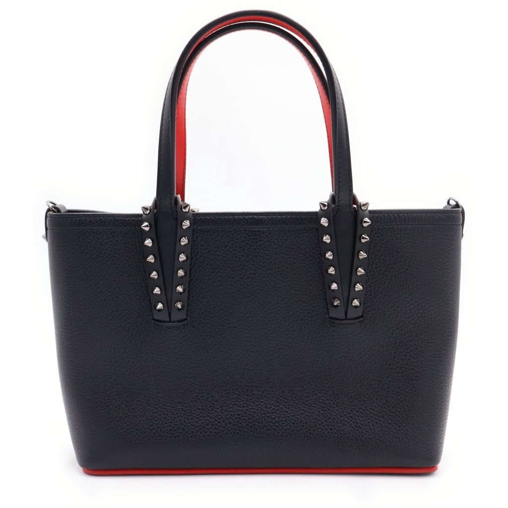 CHRISTIAN LOUBOUTIN(クリスチャンルブタン) カバタ ミニ トートバッグ ハンドバッグ ショルダーバッグ ブラック レザー 1205054 シルバー金具 レディース
