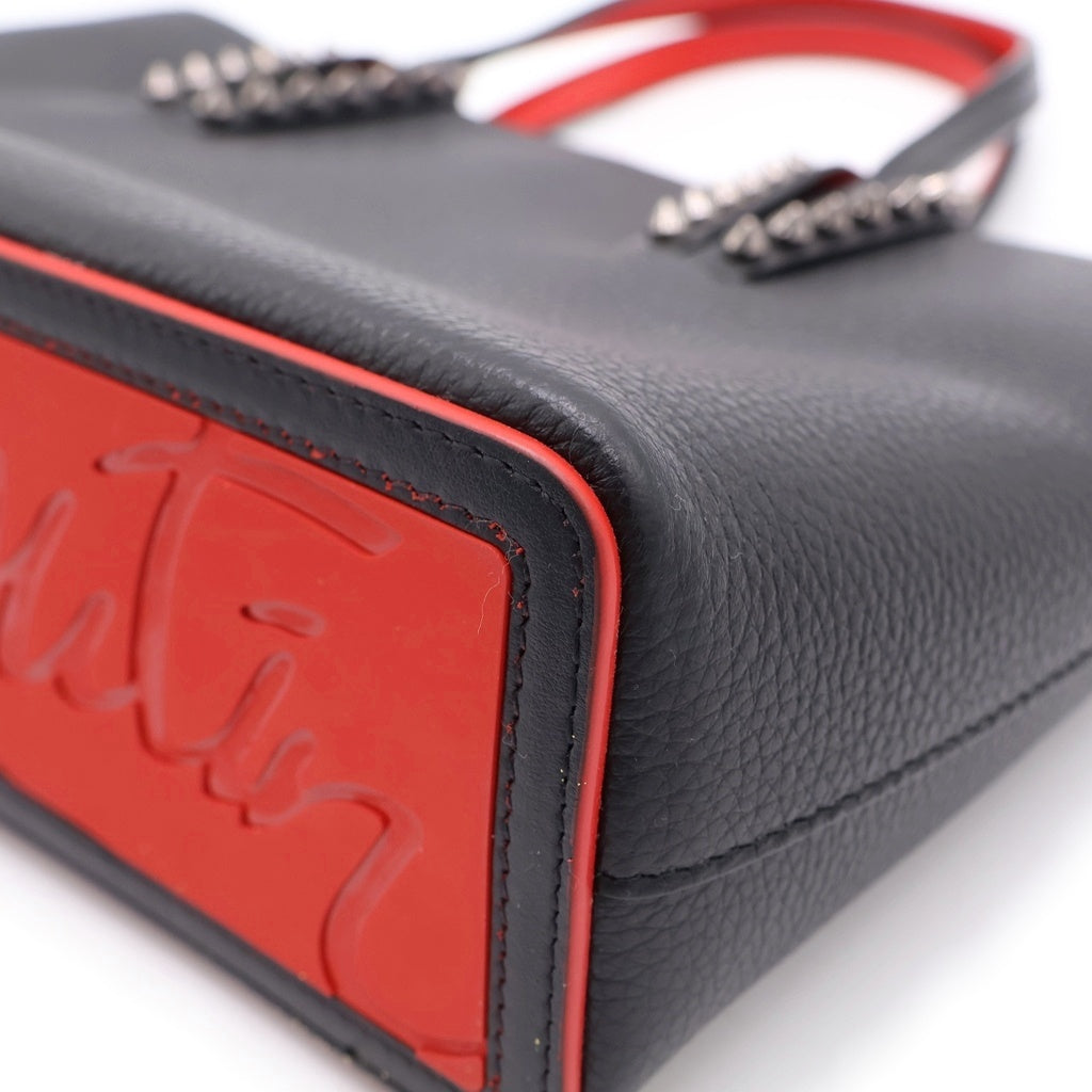 CHRISTIAN LOUBOUTIN(クリスチャンルブタン) カバタ ミニ トートバッグ ハンドバッグ ショルダーバッグ ブラック レザー 1205054 シルバー金具 レディース