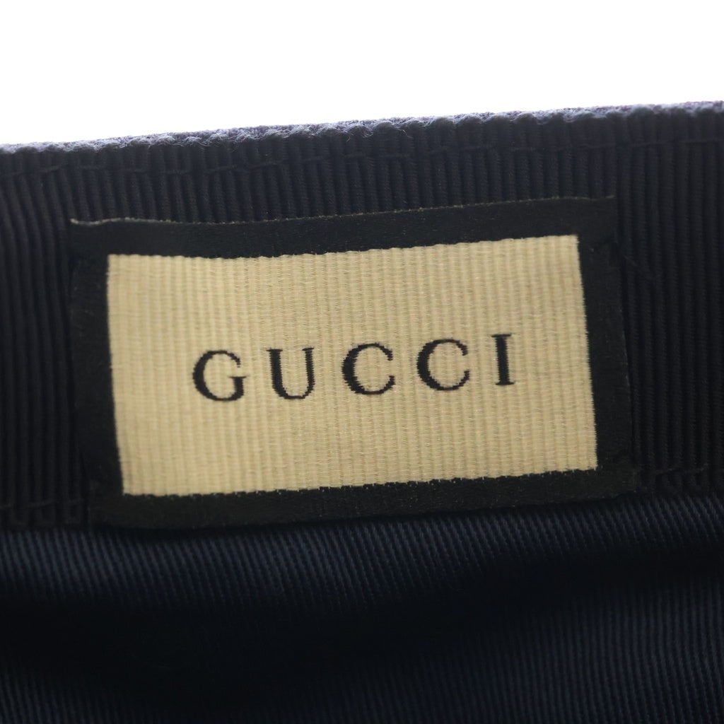 GUCCI(グッチ) インターロッキングG ロゴ刺繍 キャンバス ベースボールキャップ 帽子 ネイビー 387554