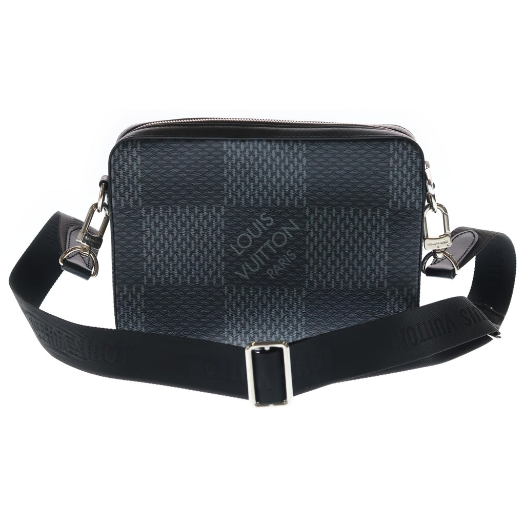LOUIS VUITTON(ルイヴィトン) ダミエグラフィット 3D トリオメッセンジャーバッグ ショルダーバッグ ブラック レザー×PVC N50017 シルバー金具 レディース