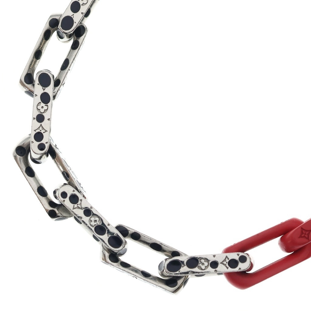 LOUIS VUITTON(ルイヴィトン) モノグラムチェーン インフィニティドット パンプキン ネックレス ペンダント チェーン シルバー×ブラック×レッド M01087