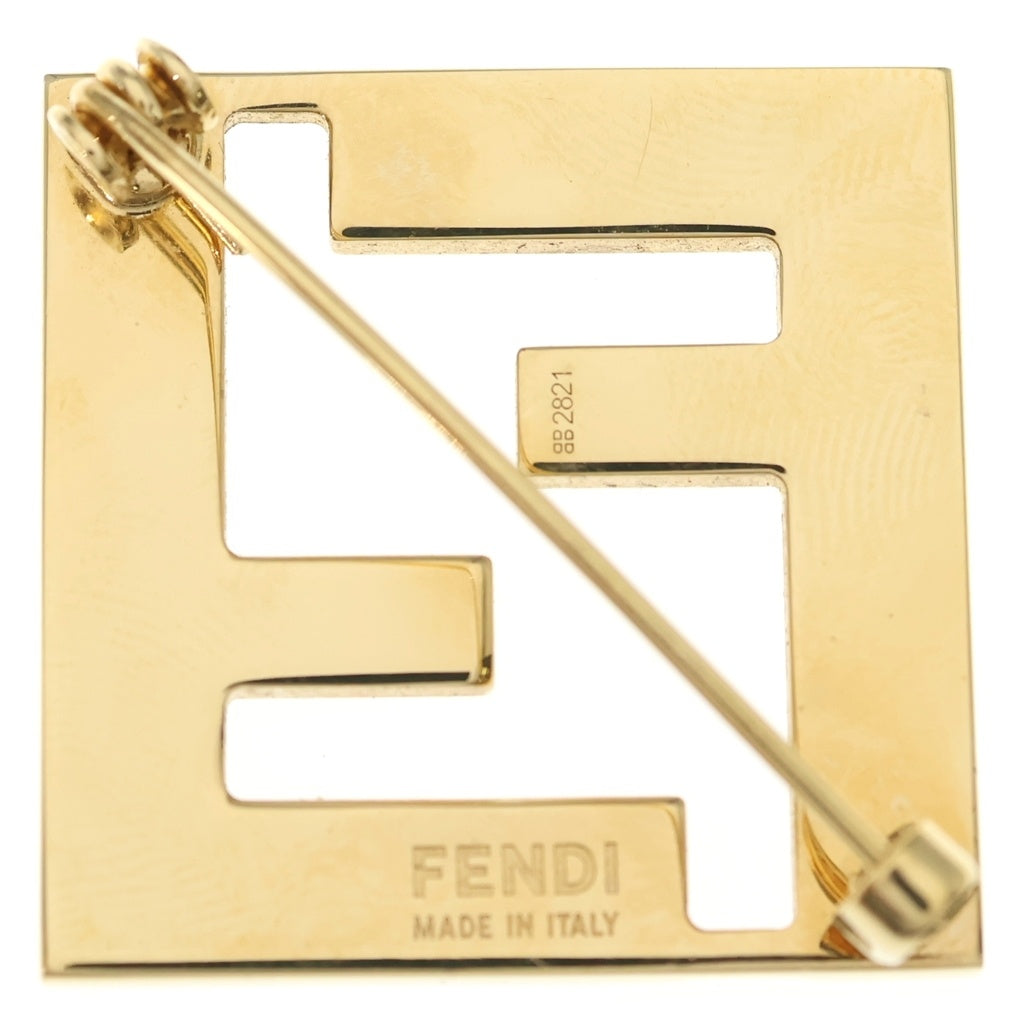 FENDI(フェンディ) フォーエバーブローチ FFロゴ ピンバッジ ゴールド/ブラック 8AG976 TL9 2821 レディース