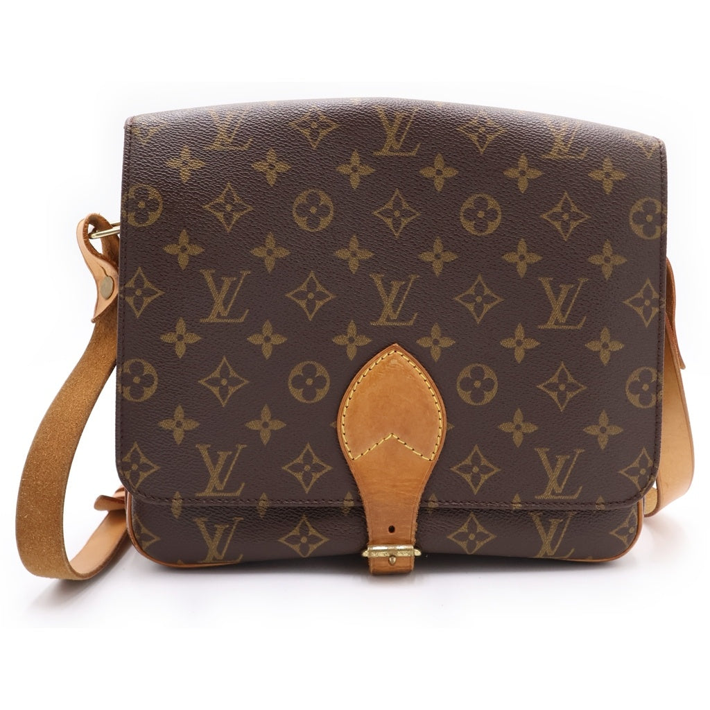 LOUIS VUITTON(ルイヴィトン) モノグラム カルトシエールGM ショルダーバッグ ブラウン レザー×PVC M51252 ゴールド金具 レディース