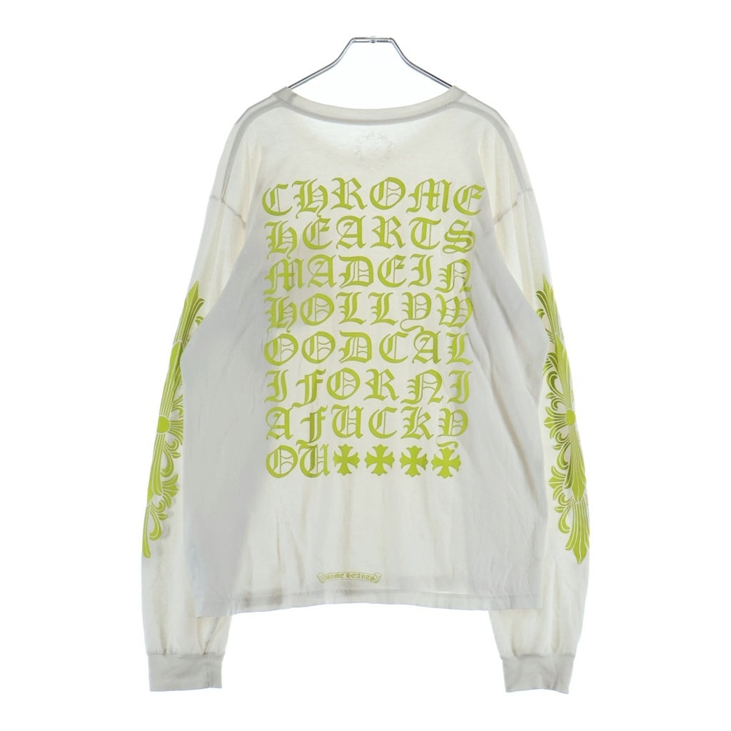 CHROME HEARTS(クロムハーツ) ヴァーティカルロゴ ロングスリーブTシャツ 長袖Tシャツ カットソー 袖フローラル ホワイト