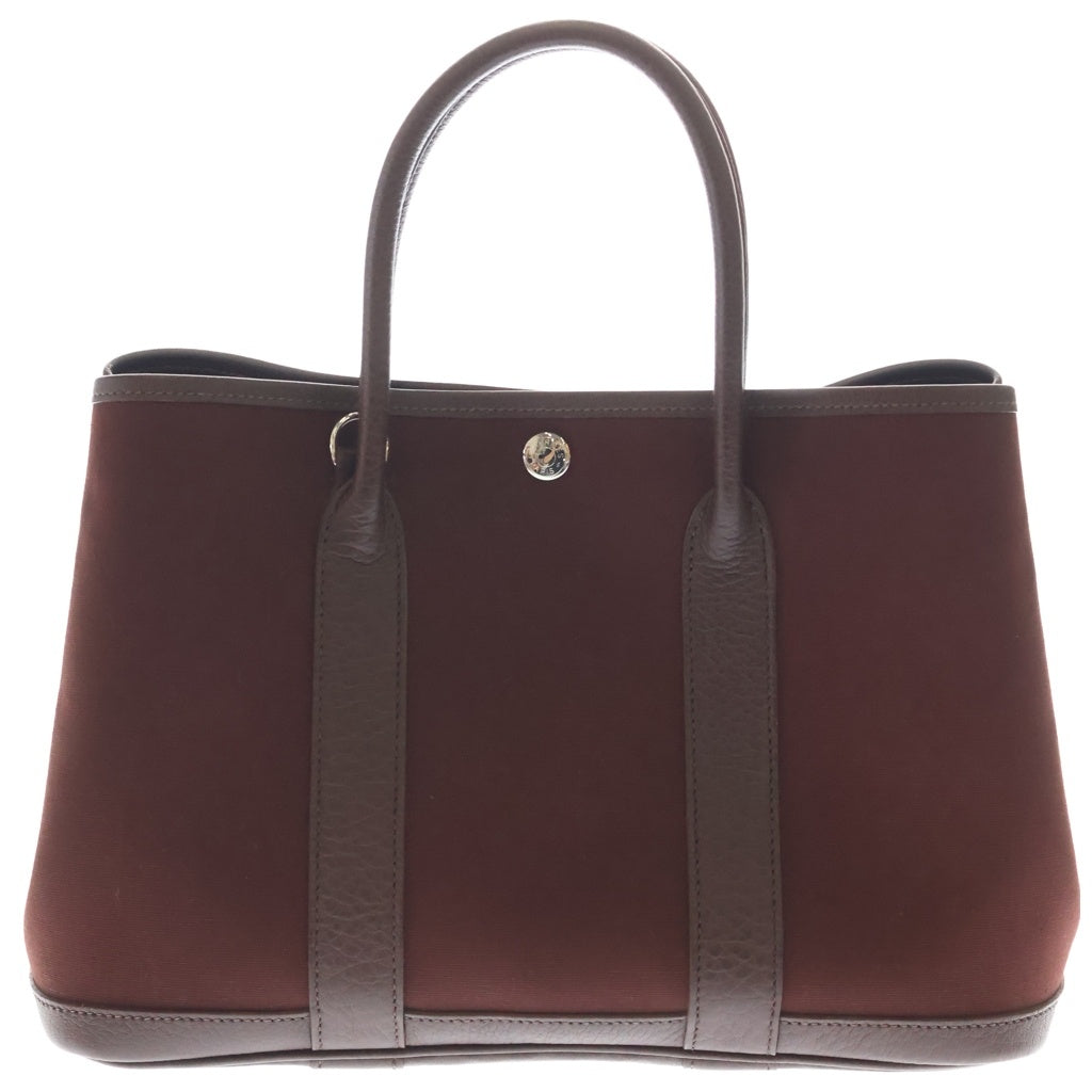 HERMES(エルメス) ガーデンパーティTPM30 キャンバス×レザー 2WAY ショルダーバッグ ハンドバッグ ワインレッド レディース