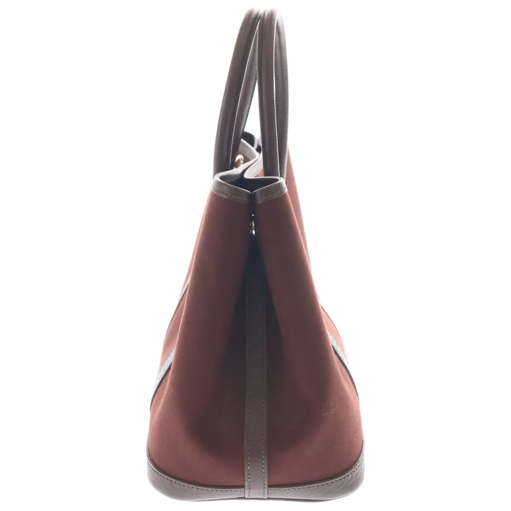 HERMES(エルメス) ガーデンパーティTPM30 キャンバス×レザー 2WAY ショルダーバッグ ハンドバッグ ワインレッド レディース