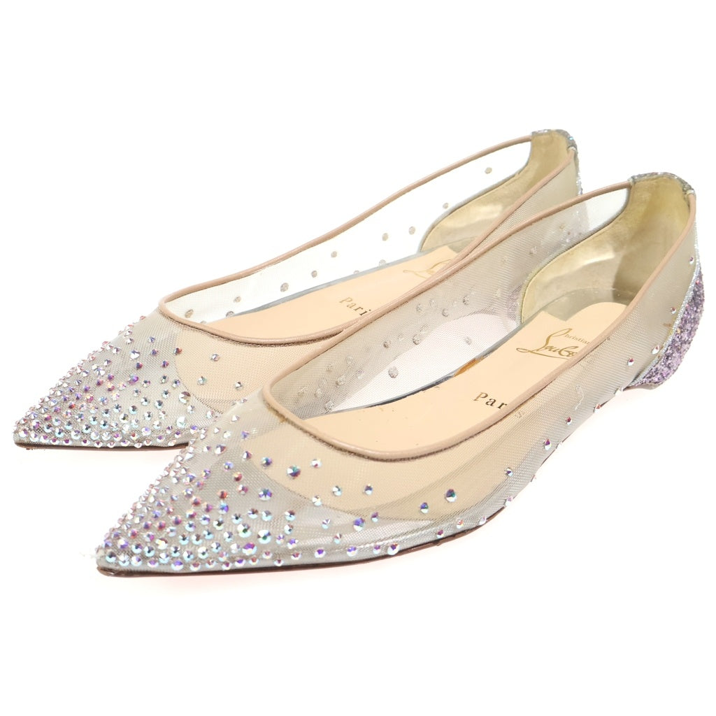 CHRISTIAN LOUBOUTIN(クリスチャンルブタン) スパンコールパンプス メッシュフラットシューズ ベージュ #39 レディース
