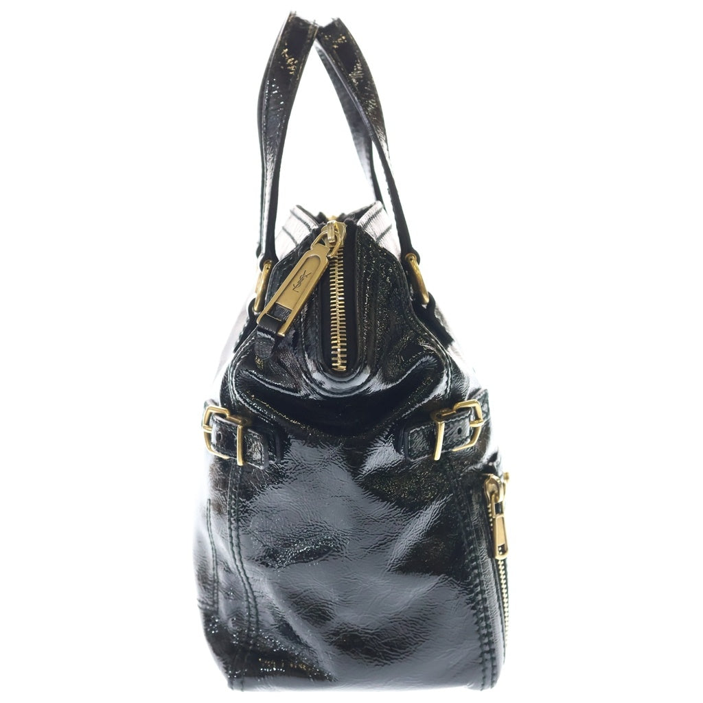 SAINT LAURENT PARIS(サンローランパリ) ミニダウンタウン ハンドバッグ ブラック パテントレザー 172454 ゴールド金具 レディース