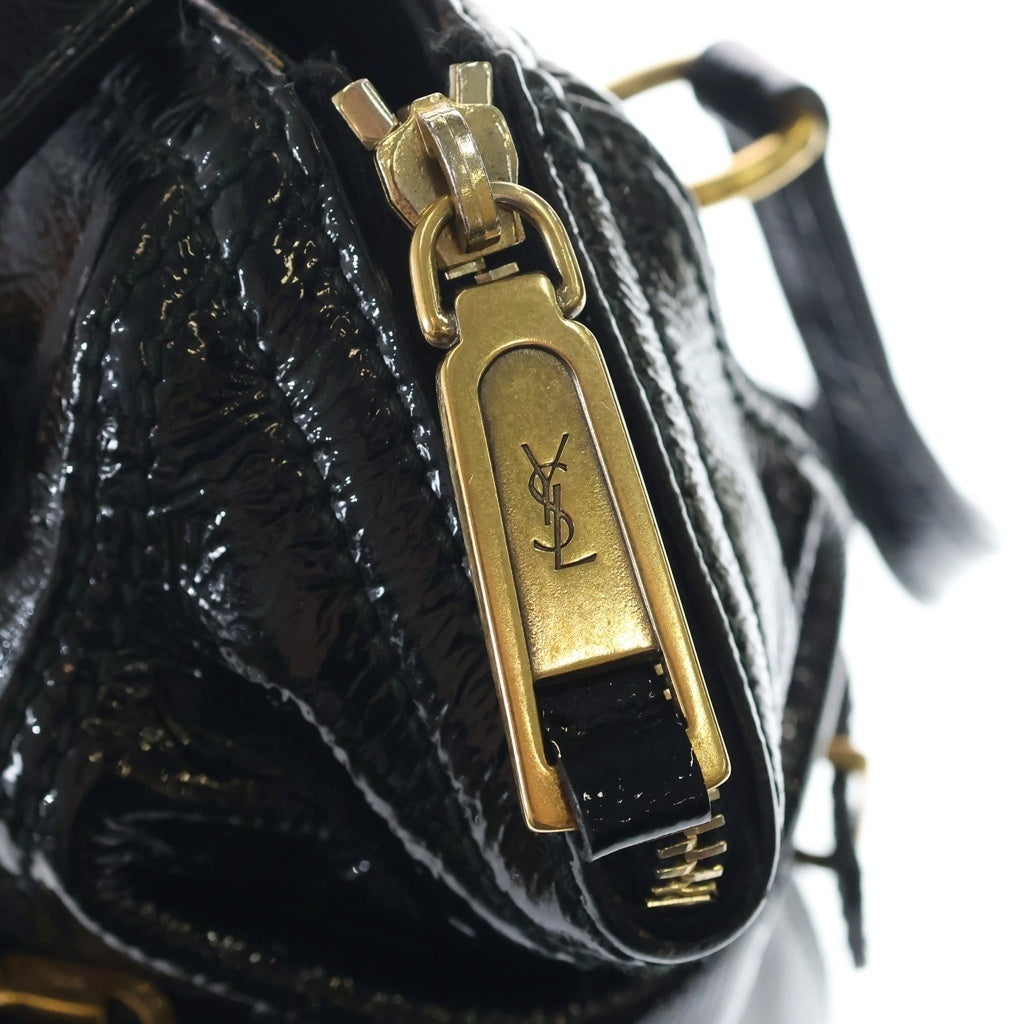 SAINT LAURENT PARIS(サンローランパリ) ミニダウンタウン ハンドバッグ ブラック パテントレザー 172454 ゴールド金具 レディース