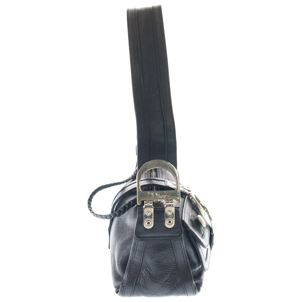 DIOR(ディオール) フライトバッグ ワンショルダーバッグ ハンドバッグ ブラック レザー シルバー金具 レディース