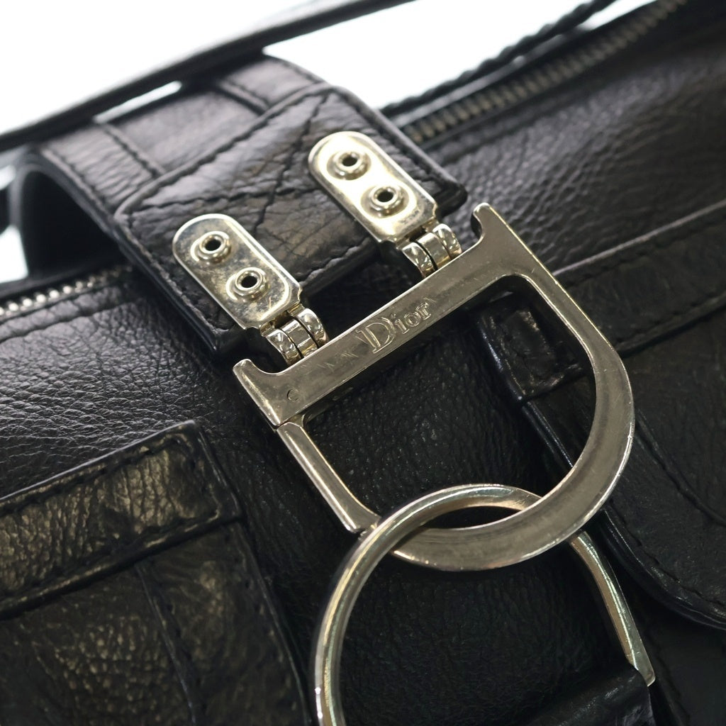 DIOR(ディオール) フライトバッグ ワンショルダーバッグ ハンドバッグ ブラック レザー シルバー金具 レディース
