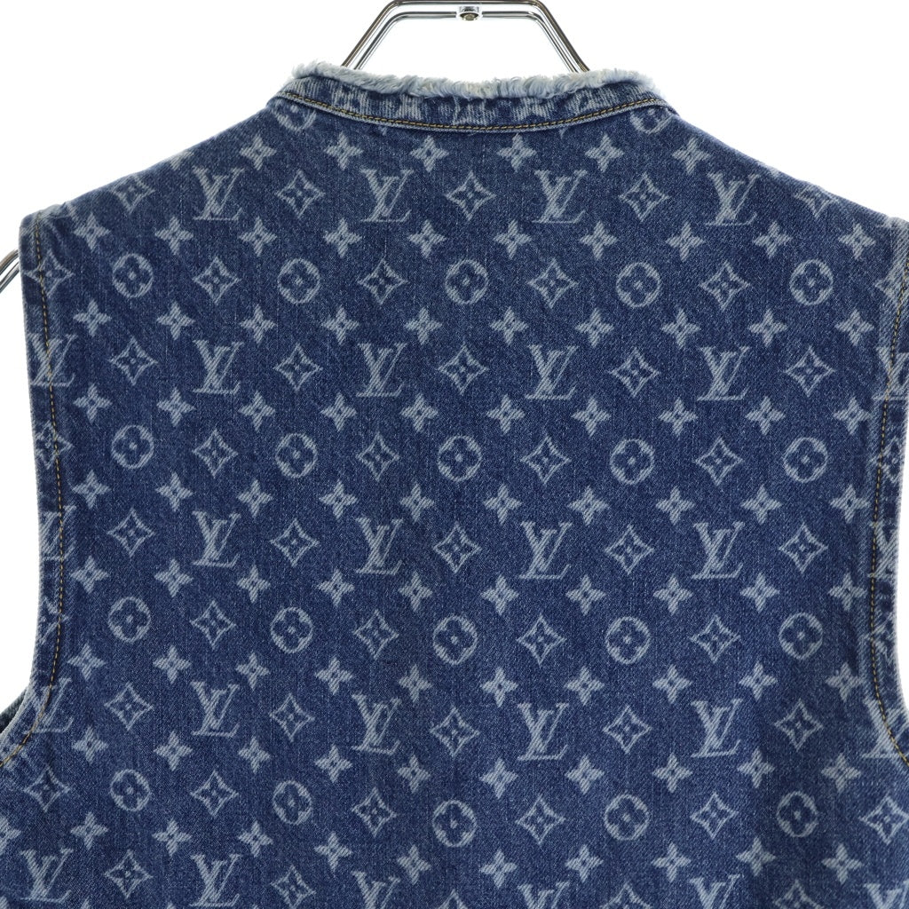 LOUIS VUITTON(ルイヴィトン) モノグラム デニムドレス ワンピース 総柄 ジップアップ ベルト ブルー RW242WD EFY FRDS56 レディース