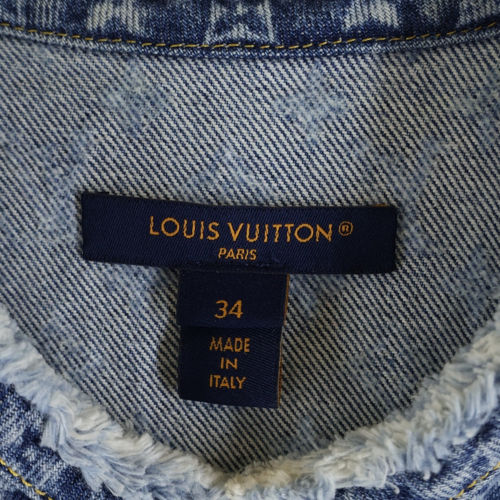 LOUIS VUITTON(ルイヴィトン) モノグラム デニムドレス ワンピース 総柄 ジップアップ ベルト ブルー RW242WD EFY FRDS56 レディース