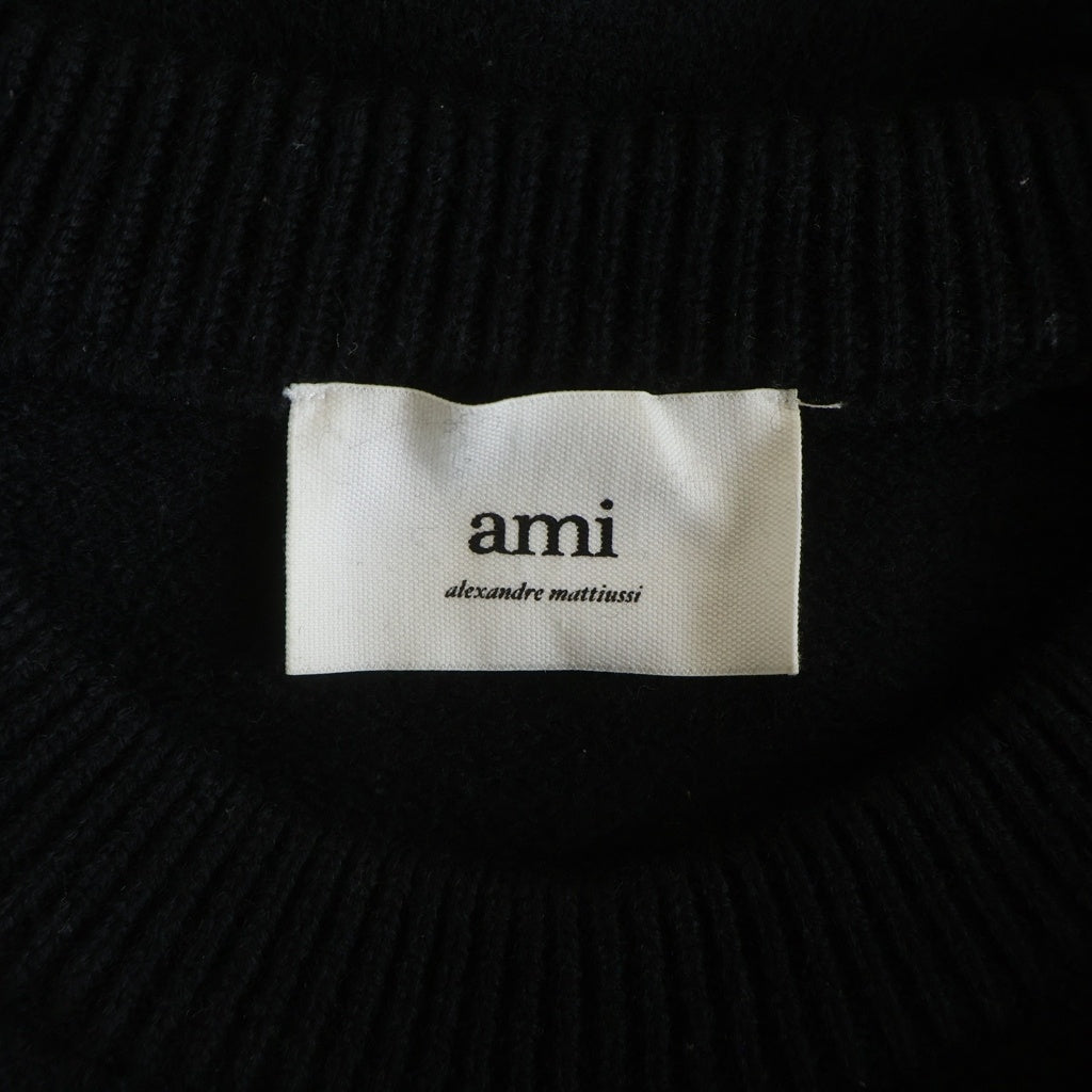 ami paris(アミパリス) ハートAロゴ クルーネックウールニット セーター ブラック UKS0002.018 レディース