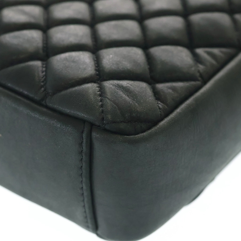 CHANEL(シャネル) マトラッセ シングルフラップ ダブルチェーン ショルダーバッグ シルバー金具 ブラック 17番台 レディース